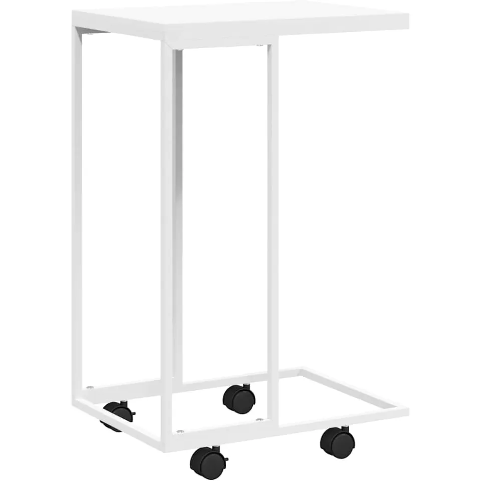 vidaXL Bijzettafel met wieltjes 40x30x63,5 bewerkt hout wit
