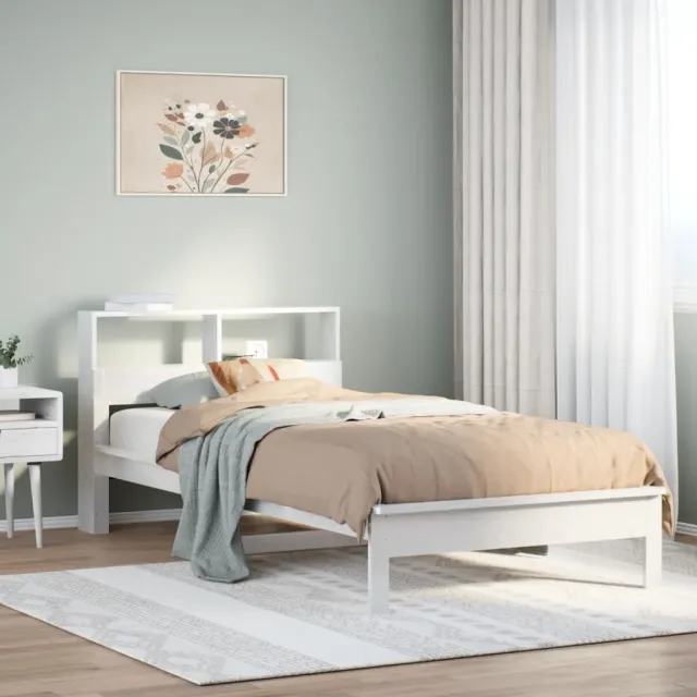 vidaXL Bed met boekenkast zonder matras grenenhout wit 100x200 cm