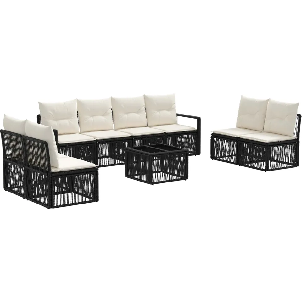 vidaXL Tuinbankenset 9 st Zwart poly rattan, foto 3
