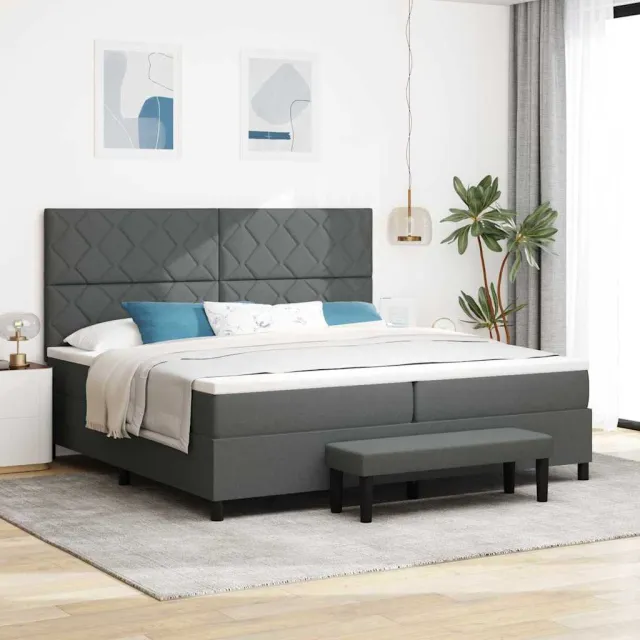vidaXL Boxspringbed met hoofdeinde Donkergrijs 200 x 200 cm Stof