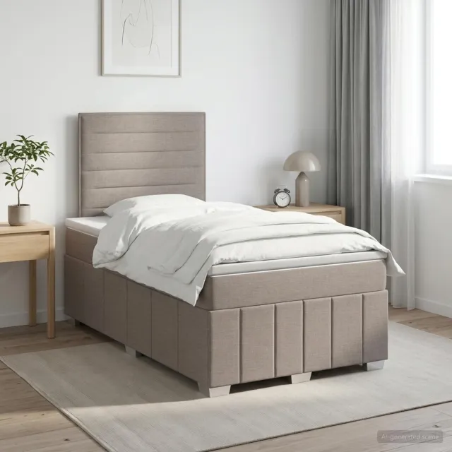 vidaXL Boxspringbed met matras met hoofdeinde Taupe 120 x 190 cm Stof