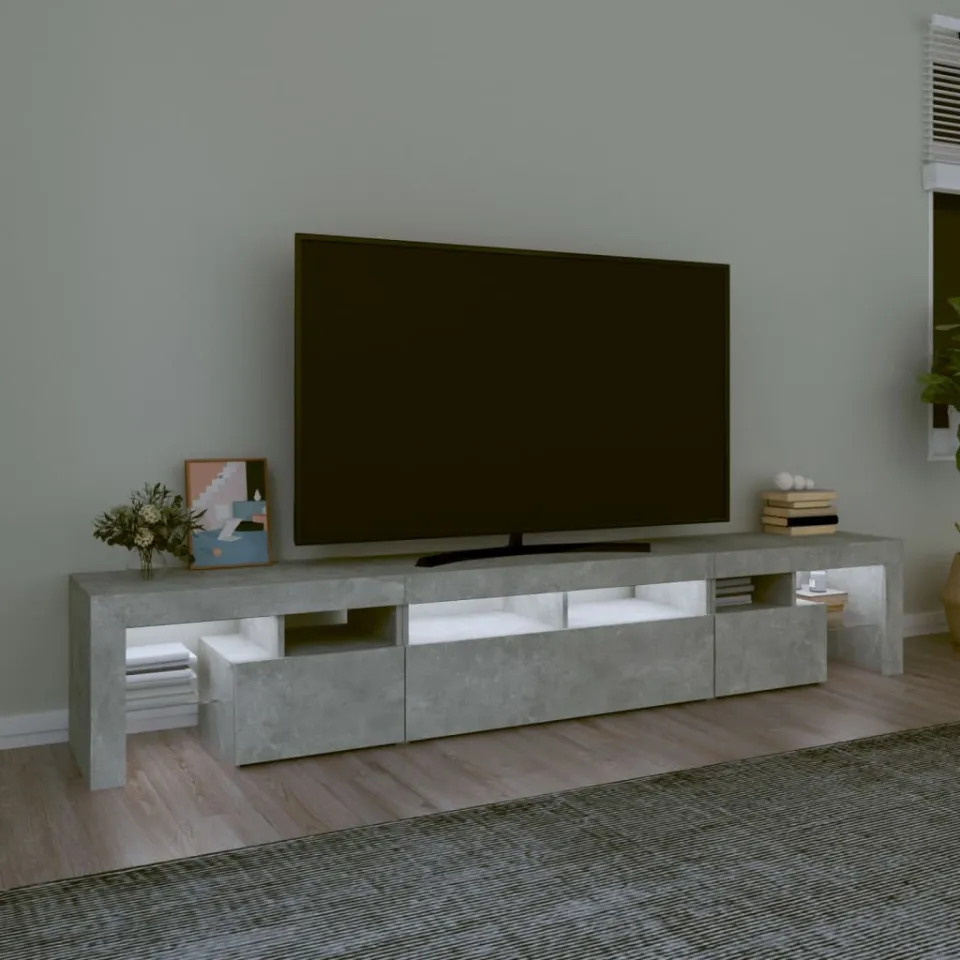 vidaXL Tv-meubel met LED-verlichting 230x36,5x40 cm betongrijs grijs, foto 4