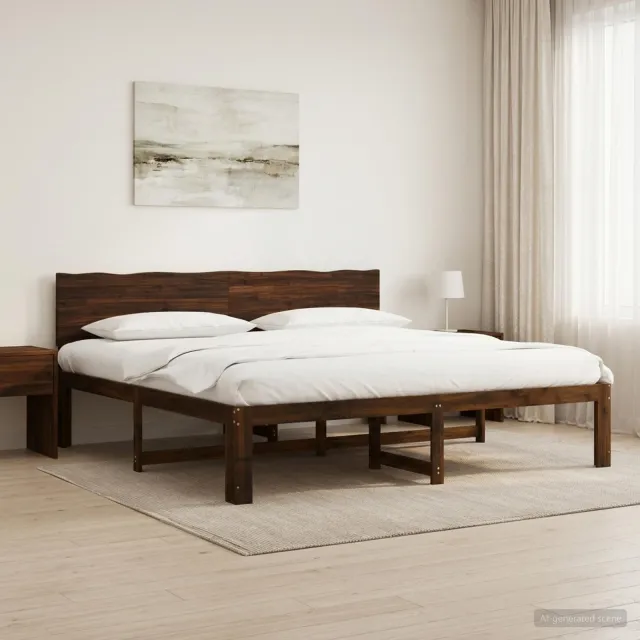 vidaXL Tweepersoonsbed met hoofdeinde ROSTOCK Donkerbruin 180 x 200 cm