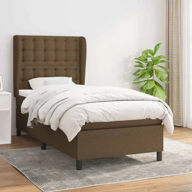 vidaXL Boxspring met matras stof donkerbruin 90x190 cm bruin