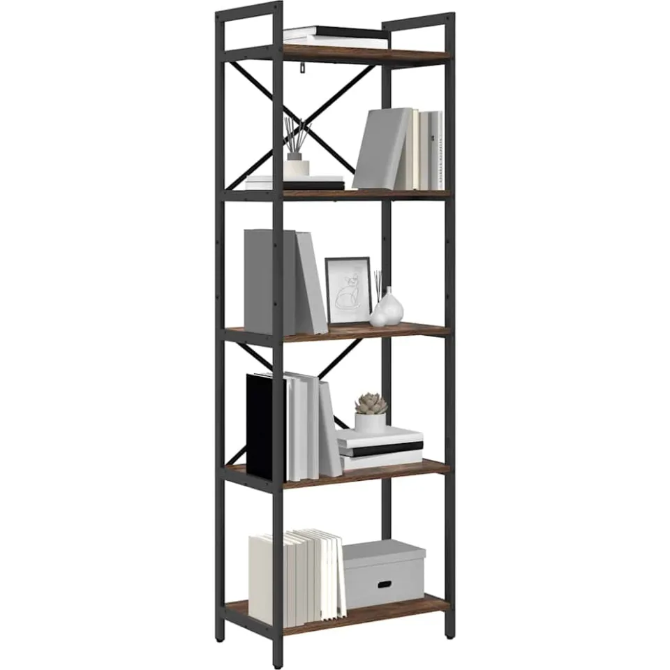 vidaXL Boekenkast 5-laags 56 x 34 x 171 cm Bewerkt hout Gerookt eiken Bruin
