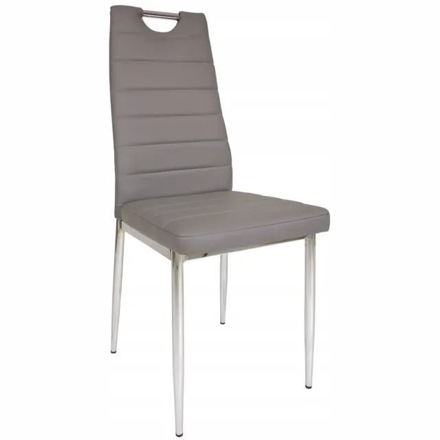 Furnitex DC2-001-B - Eetkamerstoel - Grijs - Kunstleren Bekleding - Chromen Handgreep Grijs;Chroom