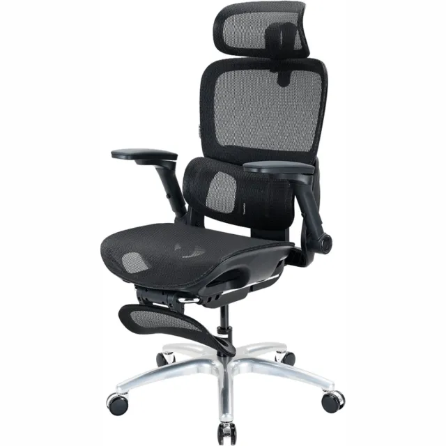 Ultradesk INNOVATOR Ergonomische Gaming Stoel - Ademend Mesh - 6D Armleuningen - Met Voetensteun - Belastbaar tot 150 kg - Zwart