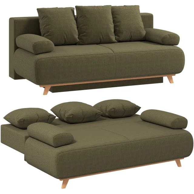 Homcom Sofa Bed-Cordstoff (90 % Polyester, 10 % Nylon)-188 x 100 x 84 cm-Dunkelgrün Donkergroen