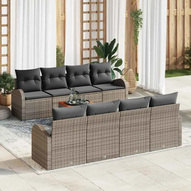vidaXL Tuinbankenset 9 st Grijs poly rattan, foto 2