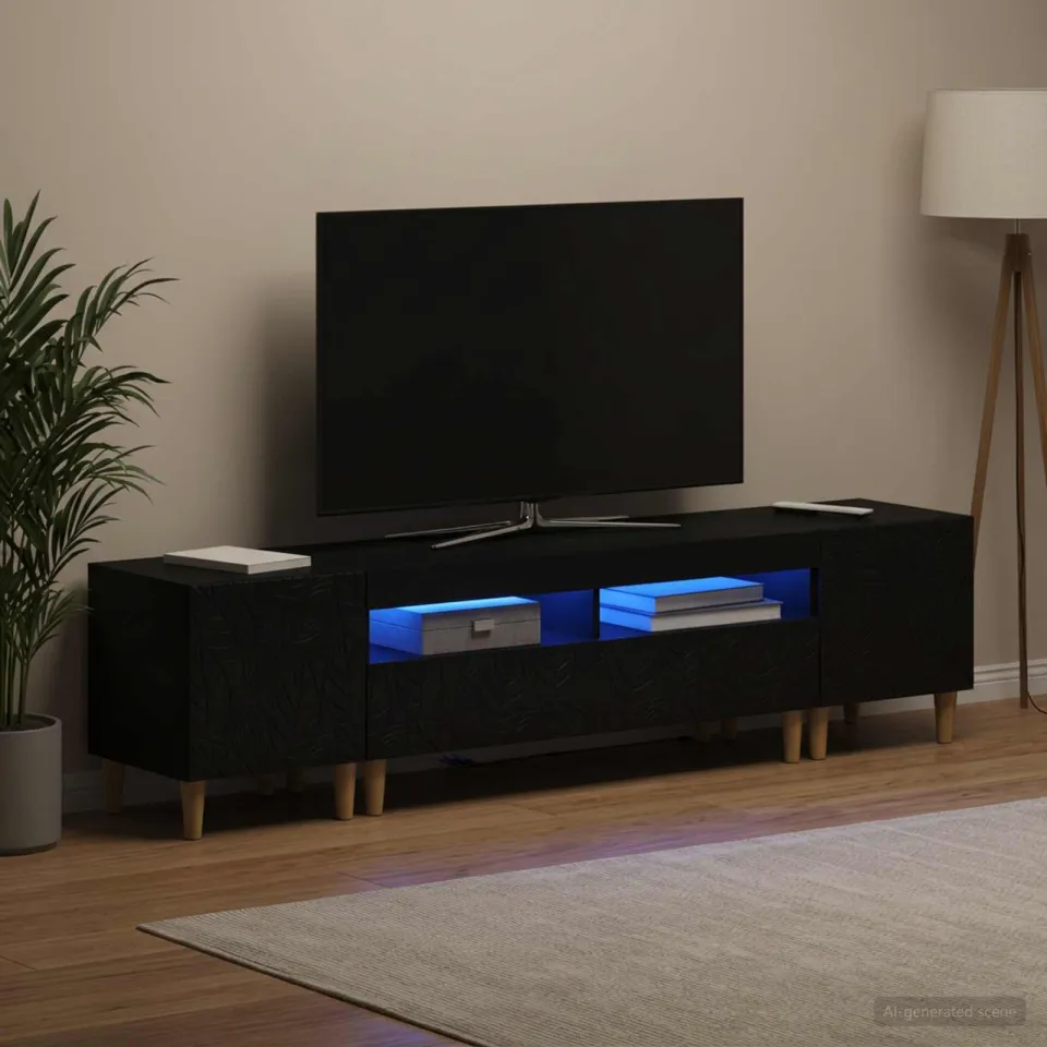 vidaXL 3-delige LED TV-kast DELFT Zwart Bewerkt hout, foto 3