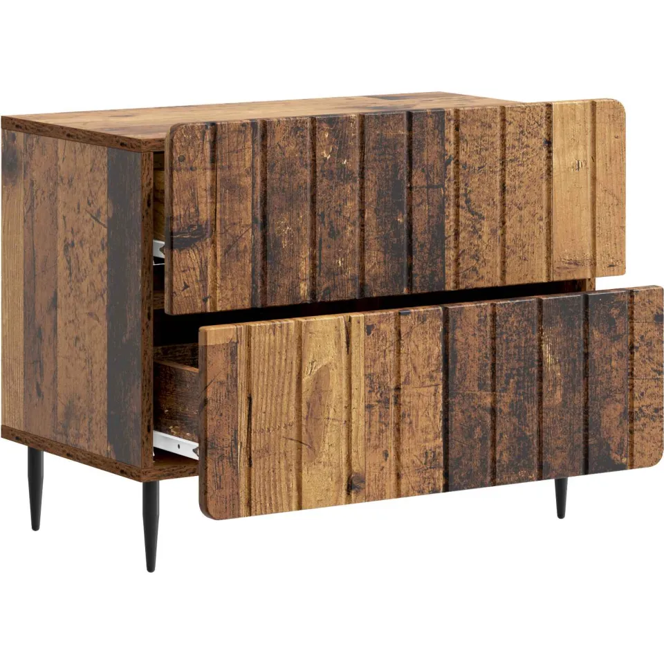 vidaXL Nachtkastje Oud hout 62 x 34,5 x 49,5 cm Bewerkt hout bruin, foto 3
