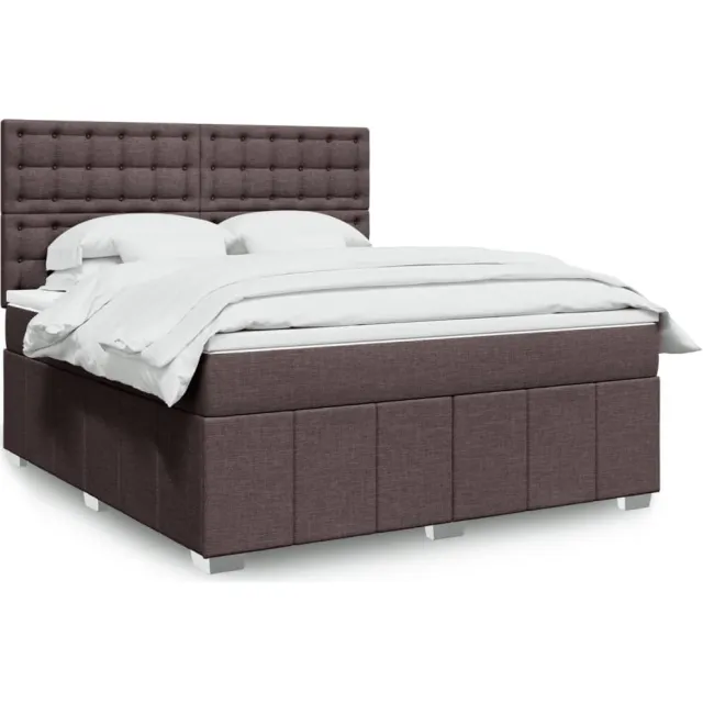 vidaXL Boxspring met matras stof donkerbruin 180x200 cm bruin