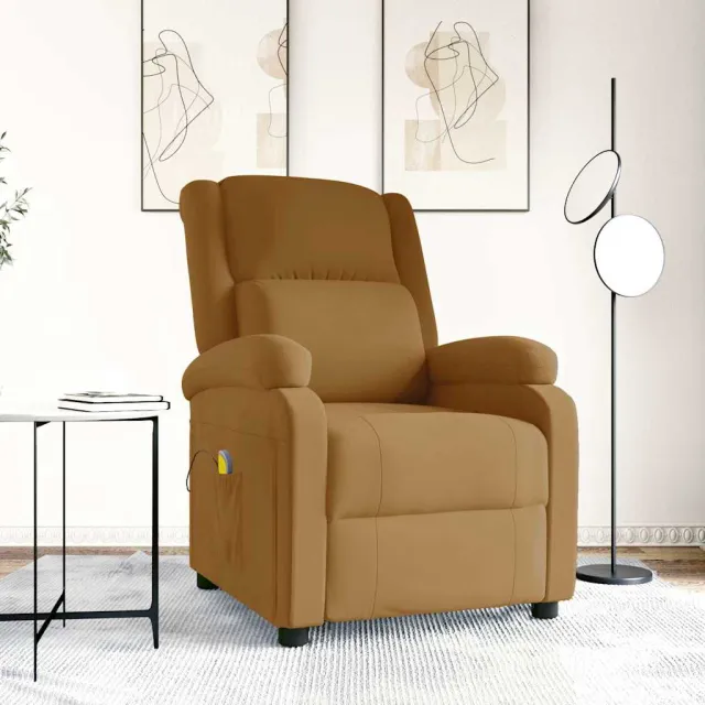 vidaXL Massagestoel fluweel bruin