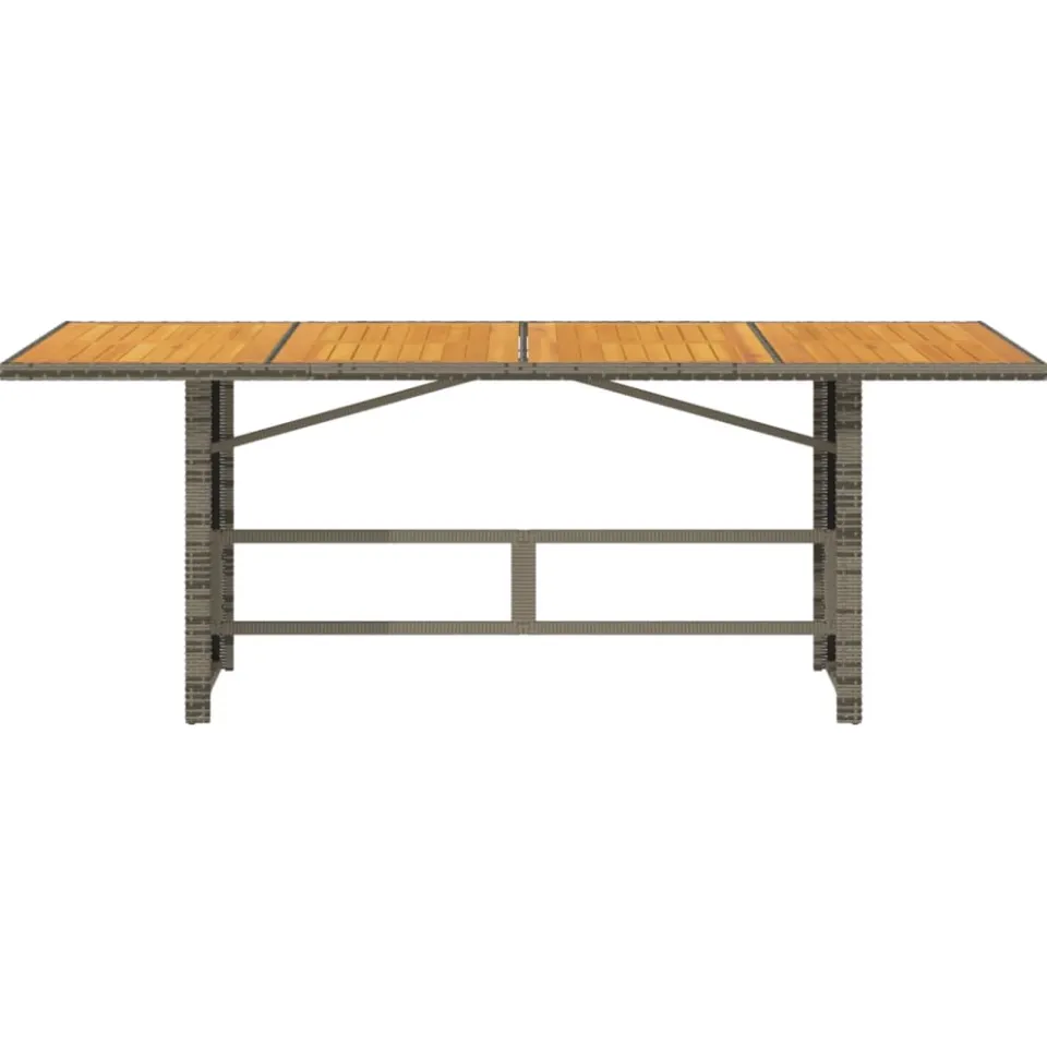 vidaXL Tuintafel met acaciahouten blad 190x80x75 cm poly rattan grijs, foto 4