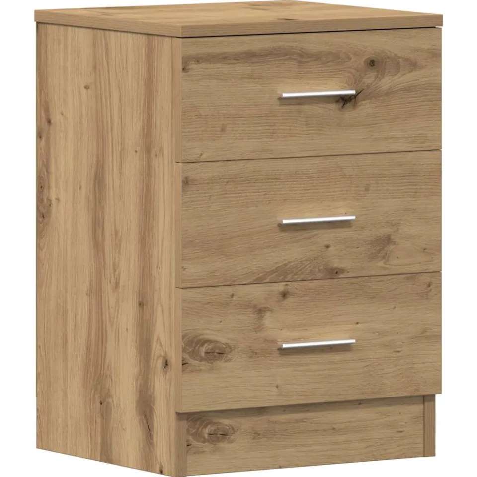 vidaXL Nachtkastje 38x35x55 cm bewerkt hout artisanaal eikenkleur, foto 3