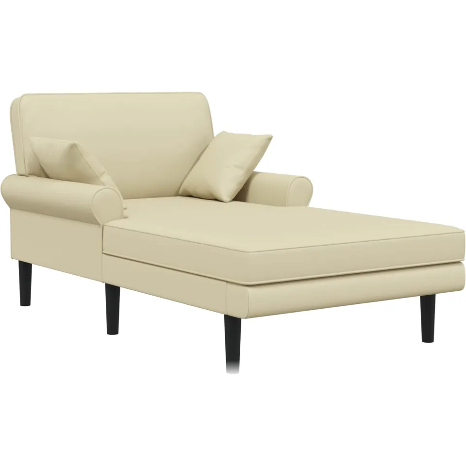 vidaXL Chaise longue Crèmekleurig Kunstleer, foto 3