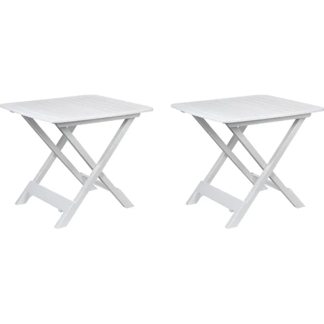 Pro Garden Sunnydays tuin bijzettafeltje - 2x - wit - kunststof - opvouwbaar - L44 x B44 x H50 cm - Bijzettafels