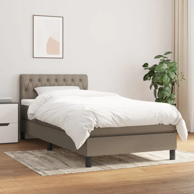 vidaXL Boxspring met matras stof taupe 90x200 cm