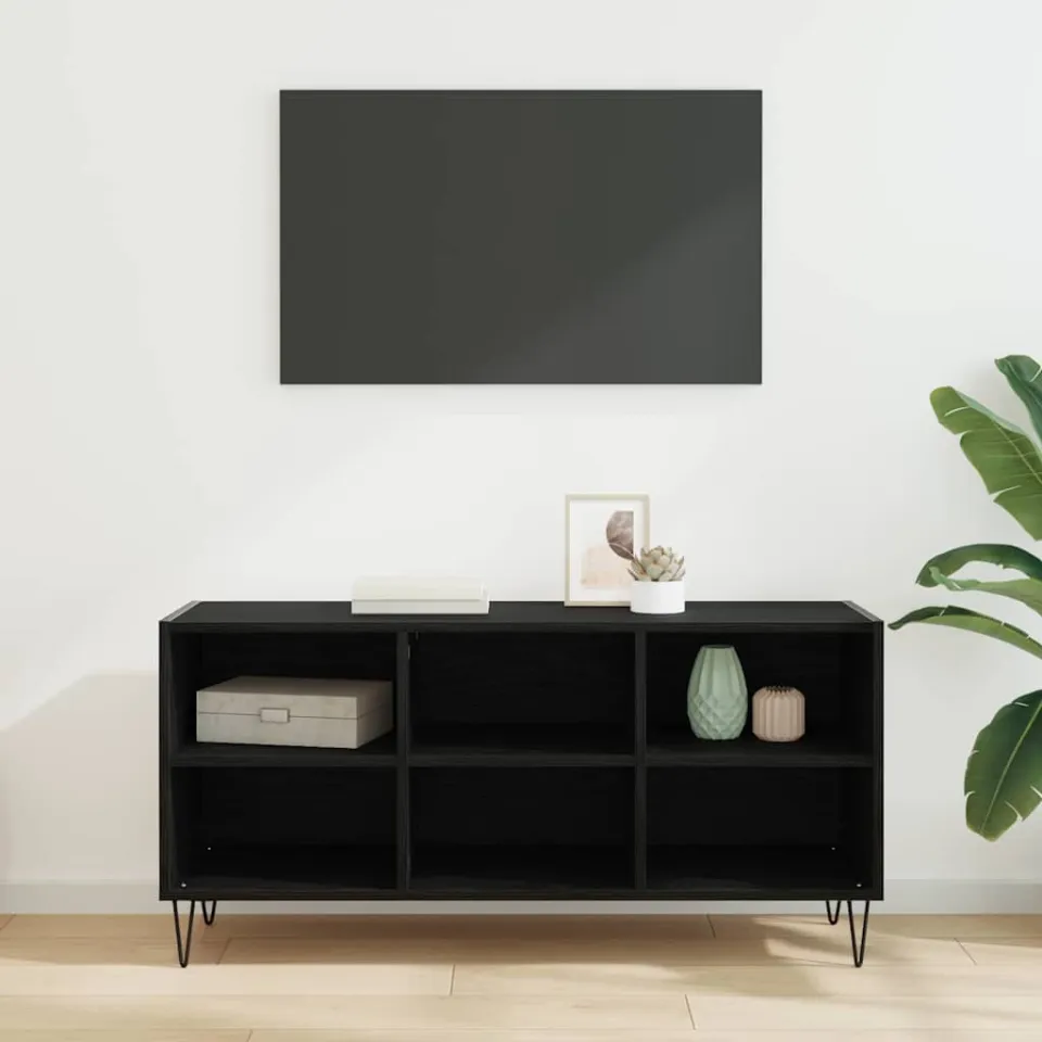 vidaXL TV-kast 103,5 x 30 x 50 cm Zwart Eiken Bewerkt hout, foto 4
