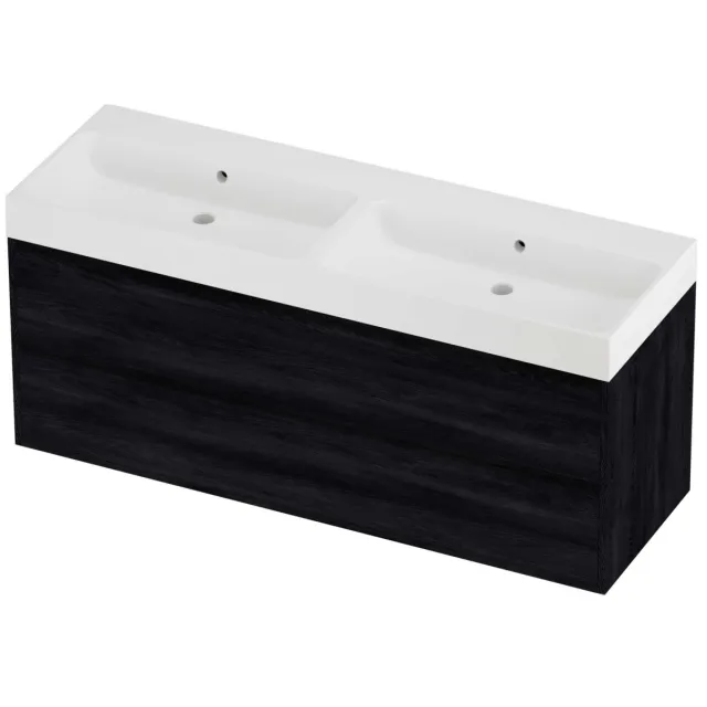Proline Podium Badmeubelset Polystone Loft 2 Laden 140x46x62 cm Mat White Black Oak Eiken