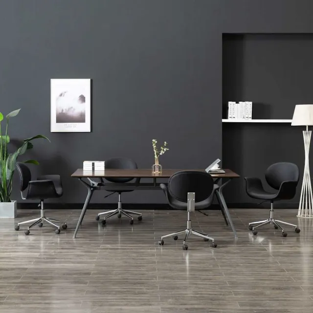 vidaXL Eetkamerstoelen draaibaar 4 st kunstleer zwart, foto 2