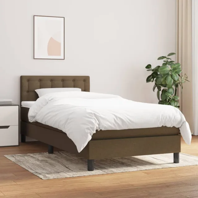 vidaXL Boxspring met matras stof donkerbruin 90x190 cm bruin