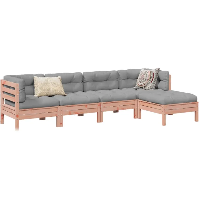 vidaXL 5-delige Loungeset met kussens massief douglas vurenhout Bruin