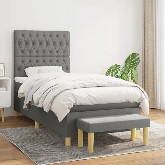 vidaXL Boxspring met matras stof donkergrijs 90x190 cm grijs
