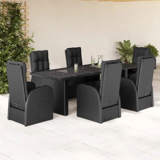 vidaXL 7-delige Tuinset met kussens poly rattan zwart, foto 2