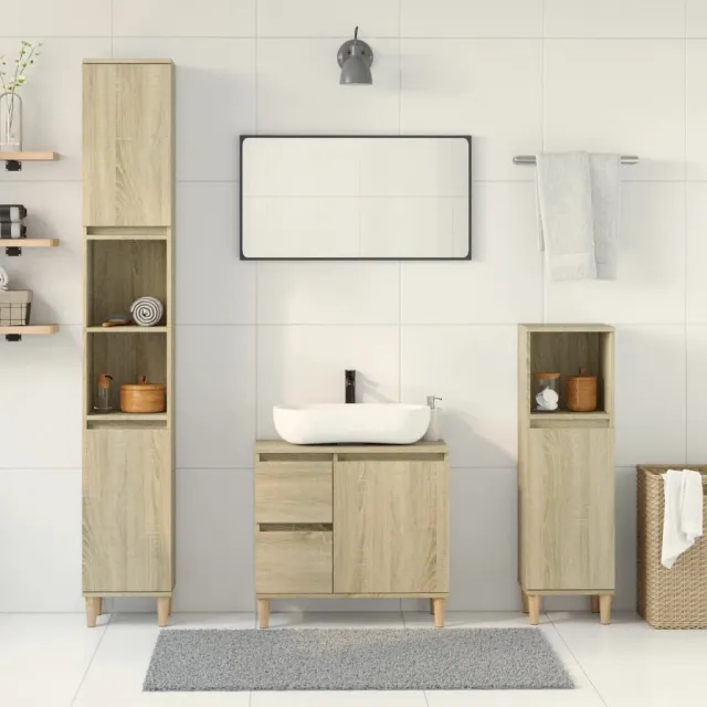 vidaXL 3-delige Badkamermeubelset bewerkt hout sonoma eikenkleurig, foto 2