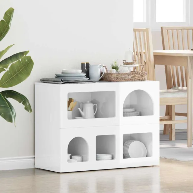vidaXL Dressoir ELST Hoogglans wit 80,5 x 35 x 59 cm Bewerkt hout, foto 2