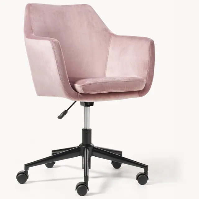 AC Design Fluwelen bureaustoel Nora, in hoogte verstelbaar Roze