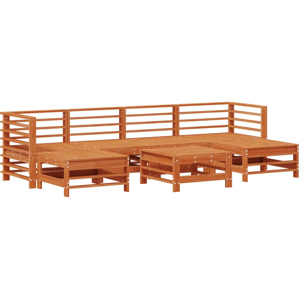 vidaXL Tuin loungeset 7 st Wasbruin Massief grenenhout