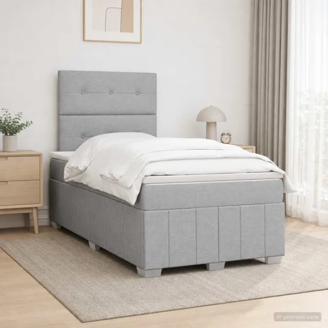 vidaXL Boxspringbed met matras Lichtgrijs 120 x 190 cm Stof