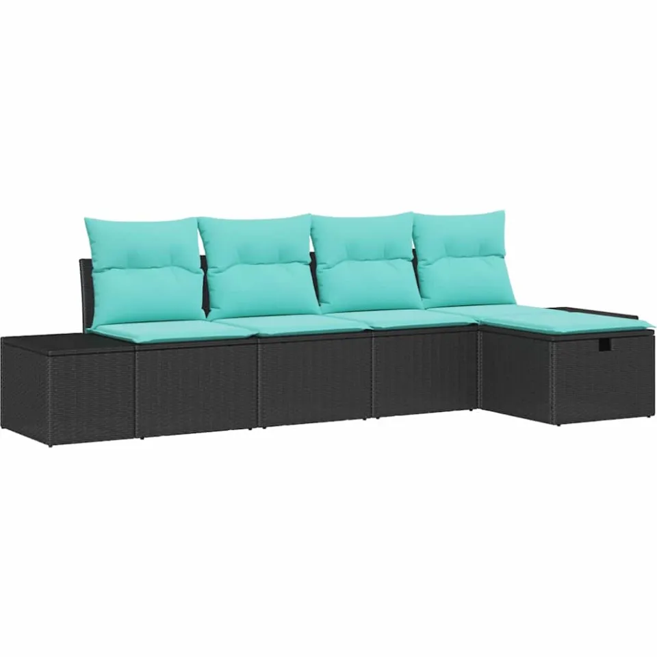vidaXL Tuin Sofa Set 5 st Zwart poly rattan