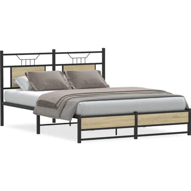 vidaXL Bedframe zonder matras hout sonoma eikenkleurig 150x200 cm Bruin