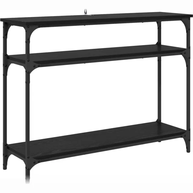 vidaXL Wandtafel - Zwart - Eiken - 100 - x - 29 - x - 75 - cm - Bewerkt - hout Zwart eiken