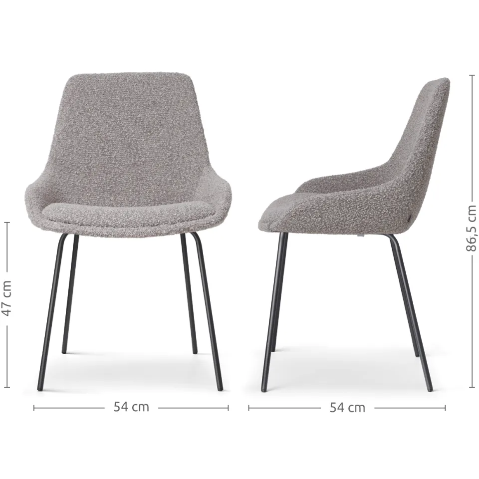 Nolon Nora-Isa eetkamerstoel bouclé taupe - zwart onderstel, foto 3