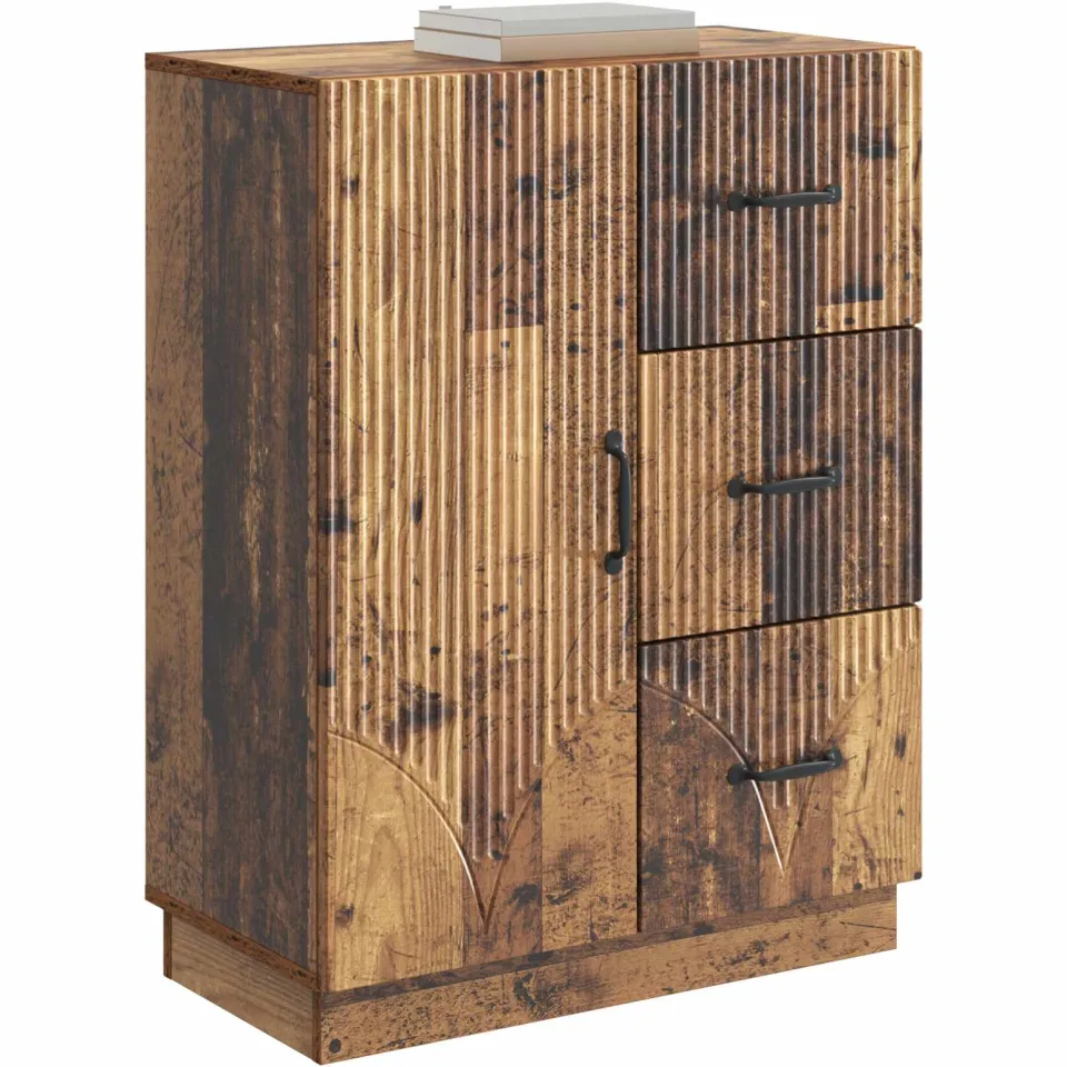 vidaXL Dressoir met lade Oud hout 66 x 34,5 x 87 cm Bewerkt hout Bruin