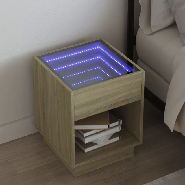 vidaXL Nachtkastje met Infinity LED 40x40x50 cm sonoma eikenkleurig, foto 2