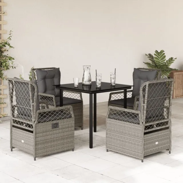 vidaXL 5-delige Tuinset met kussens poly rattan lichtgrijs grijs, foto 2