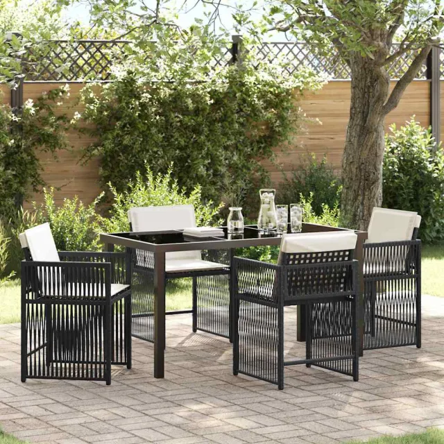 vidaXL Tuin eettafelset 5 st Zwart poly rattan