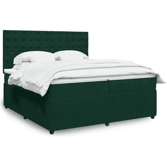 vidaXL Boxspring met matras fluweel donkergroen 200x200 cm groen