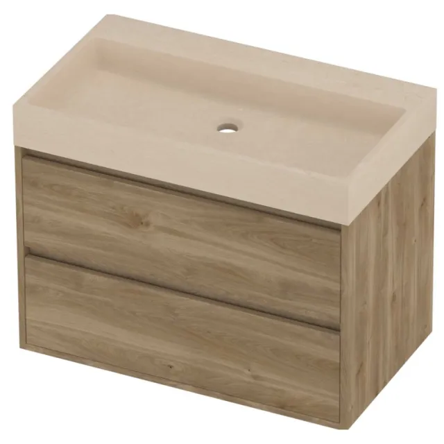 Proline Evoli Badmeubelset Hardsteen Loft 80x46x62 cm Sand Stone Cider Oak Eiken