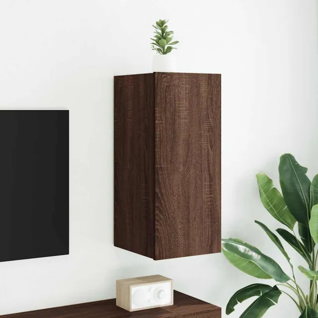 vidaXL Tv-wandmeubel met LED-verlichting 30,5x35x70 cm bruineikenkleur, foto 2