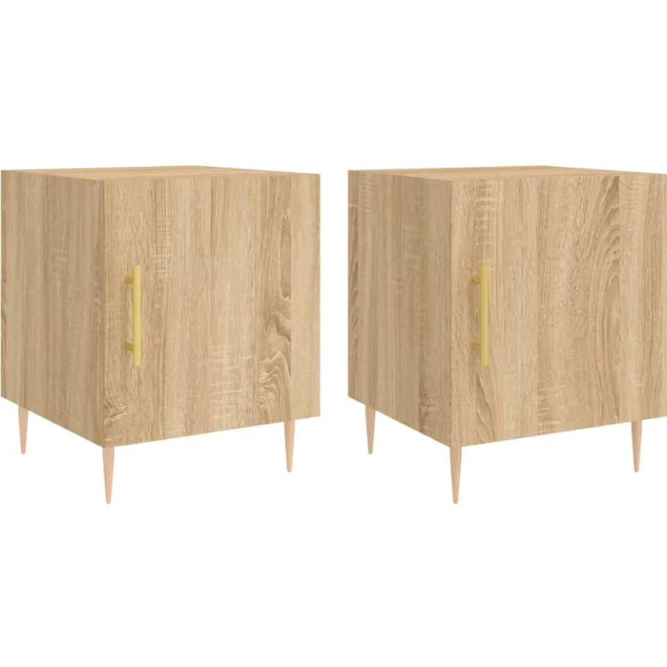 vidaXL Nachtkastjes 2 st 40x40x50 cm bewerkt hout sonoma eikenkleurig, foto 3