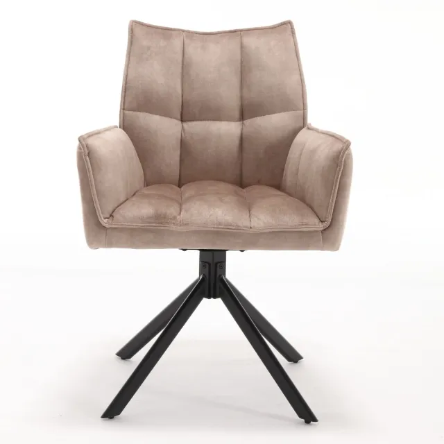 Starfurn Eetkamerstoel Dani - Beige Velvet - Draaibaar - Set van 2