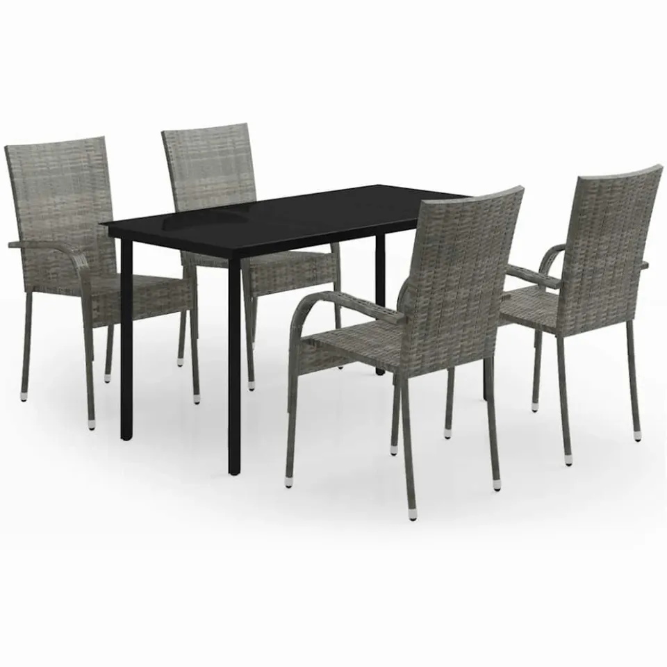 vidaXL 5-delige Tuinset grijs en zwart, foto 3