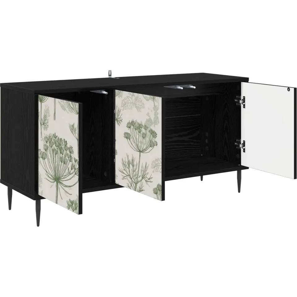 vidaXL Tv-meubel GOTHA 102 x 33 x 51 cm Zwart eiken Bewerkt hout
