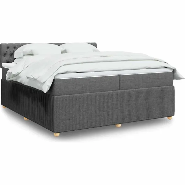 vidaXL Boxspring met matras stof donkergrijs 200x200 cm grijs